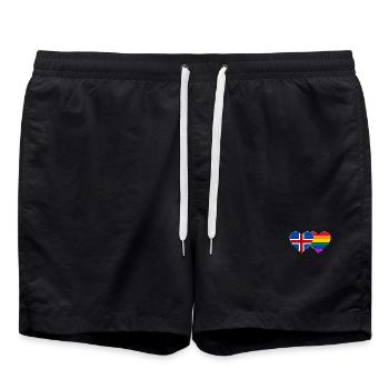 Island Regenbogen Flagge Herz - Badeshorts - Schwarz - Vorne - AI Model Male 185 light (185cm)