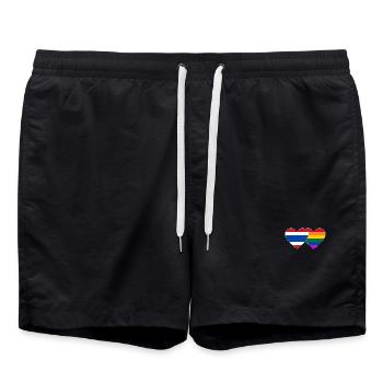 Thailand Regenbogen Flagge Herz - Badeshorts - Schwarz - Vorne - AI Model Male 185 light (185cm)