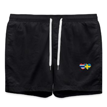 Thailand Schweden Flagge Herzform - Badeshorts - Schwarz - Vorne - AI Model Male 185 light (185cm)