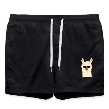 Lama mit Sonnenbrille - Badeshorts - Schwarz - Vorne - AI Model Male 185 light (185cm)