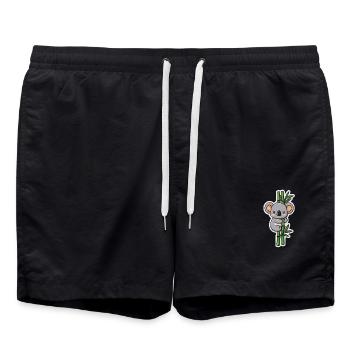 Koala Kawaii avec bambou – Motif d’autocollants mignons - Short de bain - noir - Devant - AI Model Male 185 light (185cm)