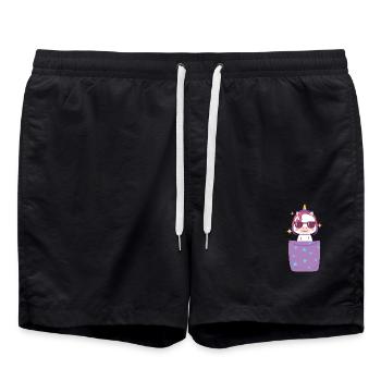 Licorne Chemise Sac Poitrine Cadeau Licorne - Short de bain - noir - Devant - AI Model Male 185 light (185cm)