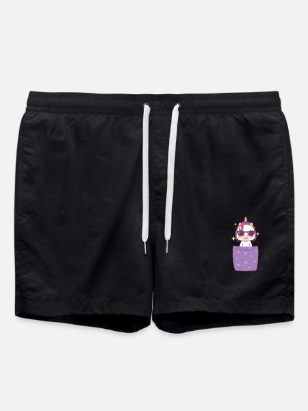 Unicorn Shirt Bag Chest Bag Unicorn Gift - Swim Trunks - black