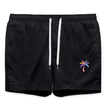 Bunte Palme Regenbogenfarben - Badeshorts - Schwarz - Vorne - AI Model Male 185 light (185cm)