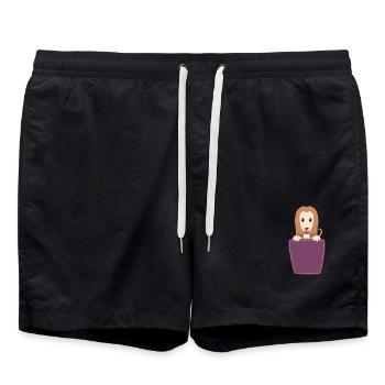 Windhund In Der Brusttasche - Badeshorts - Schwarz - Vorne - AI Model Male 185 light (185cm)