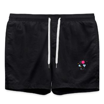 Farbkleckse,Tropfen und Herz - Badeshorts - Schwarz - Vorne - AI Model Male 185 light (185cm)