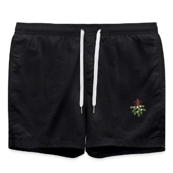 Bestickter Mistelzweig – romantisches Weihnachten (gedruckt) - Badeshorts - Schwarz - Vorne - AI Model Male 185 light (185cm)