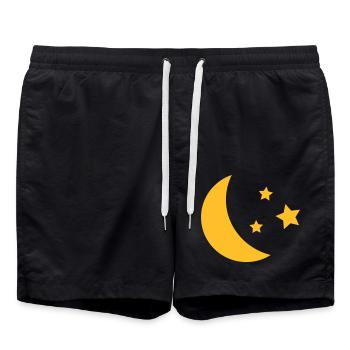 Mond und Sterne - Badeshorts - Schwarz - Vorne - AI Model Male 185 light (185cm)
