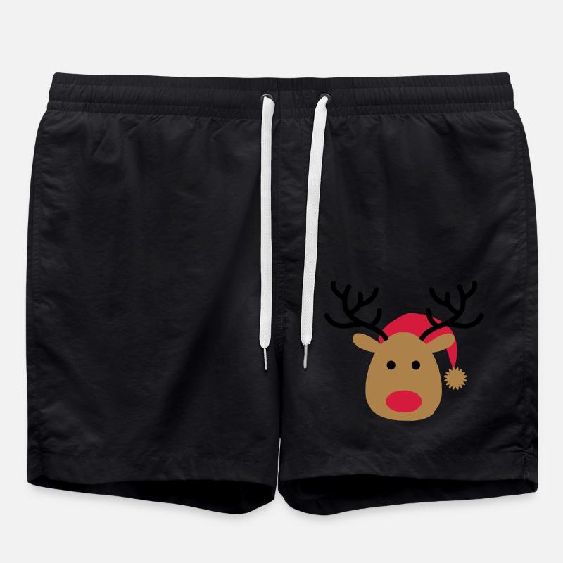 Lustiges Design von einem Elch zu Weihnachten - Badeshorts - Schwarz