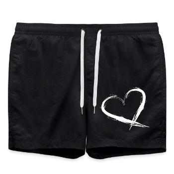 Coeur Design Brush Nouveau Vecteur Gafik White Street Art - Short de bain - noir - Devant - AI Model Male 185 light (185cm)