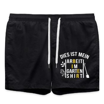 Gartenarbeit Shirt (mit Bier) - lustiger Spruch - Badeshorts - Schwarz - Vorne - AI Model Male 185 light (185cm)