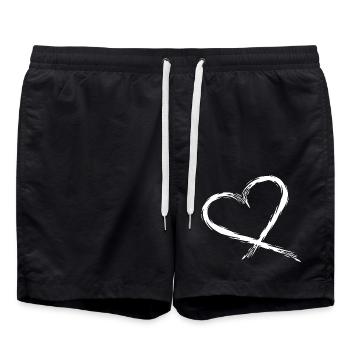 Herz Design Vektor Weiß - Badeshorts - Schwarz - Vorne - AI Model Male 185 light (185cm)