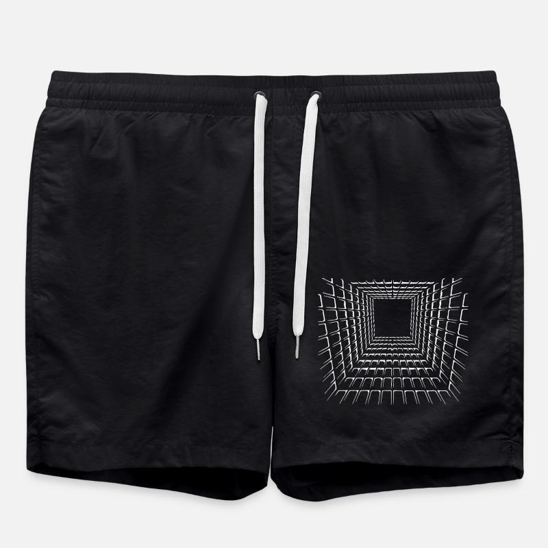 Square Geometric Art - Swim Trunks - black