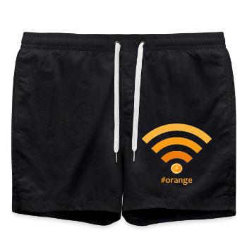 hashtag orange wifi - Swim Trunks - black - Front - AI Model Male 185 light (185cm)