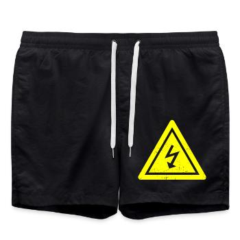 Elektriker und Elektroniker Spruch Vorsicht Strom - Badeshorts - Schwarz - Vorne - AI Model Male 185 light (185cm)
