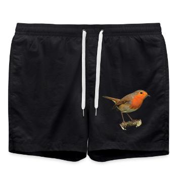 Rotkehlchen1 Robin - Badeshorts - Schwarz - Vorne - AI Model Male 185 light (185cm)