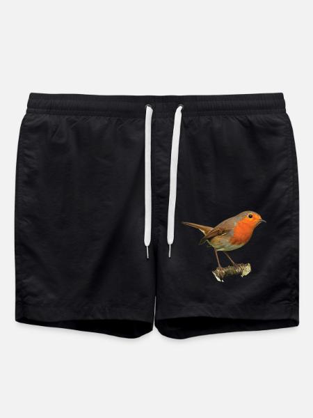 Redthroat1 Robin - Swim Trunks - black