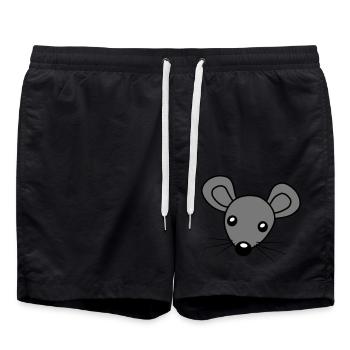 Mouse Head Clipart - Swim Trunks - black - Front - AI Model Male 185 light (185cm)
