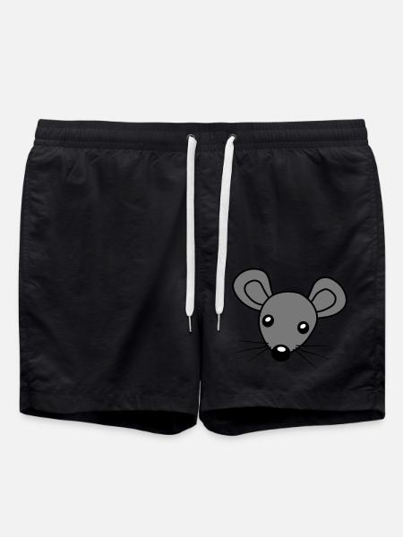 Mouse Head Clipart - Swim Trunks - black