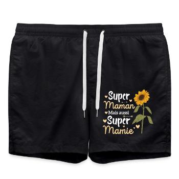 Super Maman Cadeau Pour Super Mamie Fête Des mères - Short de bain - noir - Devant - AI Model Male 185 light (185cm)