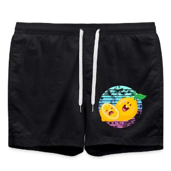 Lemon Sunset - Swim Trunks - black - Front - AI Model Male 185 light (185cm)