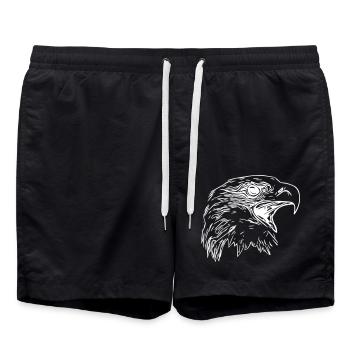 Eagle Head - Royal Vector Bird of Prey - Swim Trunks - black - Front - AI Model Male 185 light (185cm)