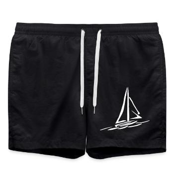 Sailing Sailing Sailor Captain Sail Boat Ship - Swim Trunks - black - Front - AI Model Male 185 light (185cm)