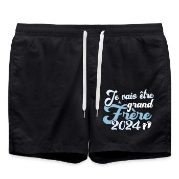 Cadeau Je Vais Être Grand Frère 2024 - Short de bain - noir - Devant - AI Model Male 185 light (185cm)