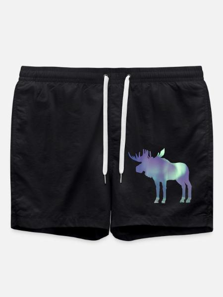 Elch Polarlicht - Badeshorts - Schwarz