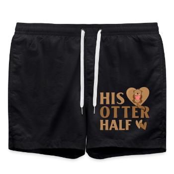 His Otter Half - Swim Trunks - black - Front - AI Model Male 185 light (185cm)