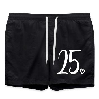 25ème anniversaire Femmes 25 ans Mignon Numéro 25 - Short de bain - noir - Devant - AI Model Male 185 light (185cm)