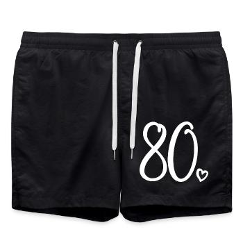 80ème anniversaire Femmes 80 ans Mignon Numéro 80 - Short de bain - noir - Devant - AI Model Male 185 light (185cm)