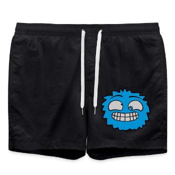 Hairy monster face - Swim Trunks - black - Front - AI Model Male 185 light (185cm)