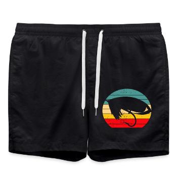 Vintage Fliegenfischen Sonnenuntergang - Badeshorts - Schwarz - Vorne - AI Model Male 185 light (185cm)