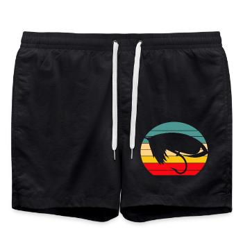 Vintage Fly Fishing Sunset - Swim Trunks - black - Front - AI Model Male 185 light (185cm)