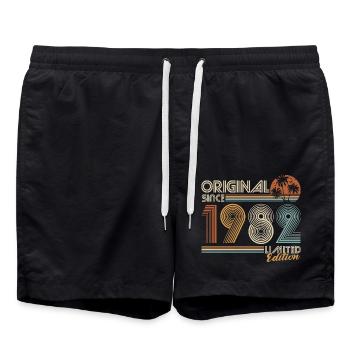 1982 Vintage Anniversaire Rétro Cadeau - Short de bain - noir - Devant - AI Model Male 185 light (185cm)