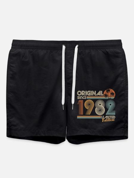 1982 Vintage Birthday Retro Gift - Swim Trunks - black
