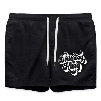 Birthday King - Cooles Geburtstagsparty-Geschenk für Männer - Badeshorts - Schwarz - Vorne - AI Model Male 185 light (185cm)
