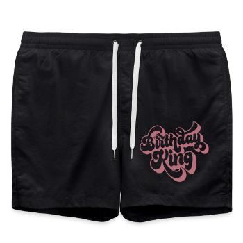 Birthday King - Cooles Geburtstagsparty-Geschenk für Männer - Badeshorts - Schwarz - Vorne - AI Model Male 185 light (185cm)