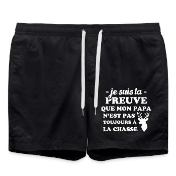la preuve que mon papa pas toujours chasse - Short de bain - noir - Devant - AI Model Male 185 light (185cm)