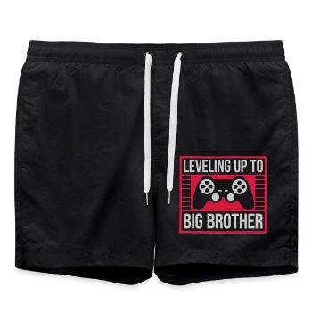 Leveling up big brother - Swim Trunks - black - Front - AI Model Male 185 light (185cm)