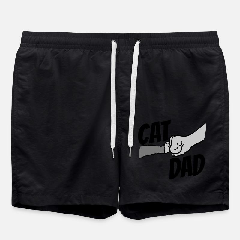 Cat Dad Logo Design - Swim Trunks - black