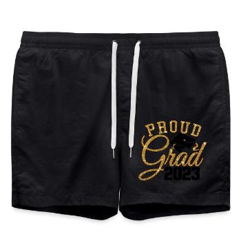 Soirée de remise des diplômes des étudiants diplômés Proud Grad 2023 - Short de bain - noir - Devant - AI Model Male 185 light (185cm)