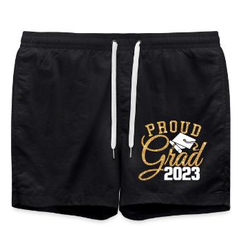 Soirée de remise des diplômes des étudiants diplômés Proud Grad 2023 - Short de bain - noir - Devant - AI Model Male 185 light (185cm)