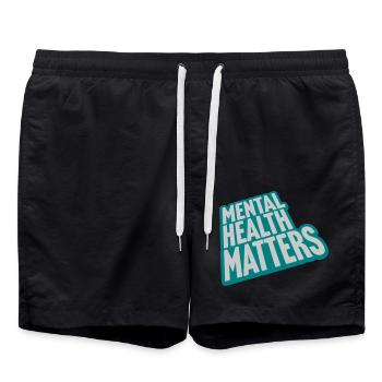 mental health matters quote - Swim Trunks - black - Front - AI Model Male 185 light (185cm)