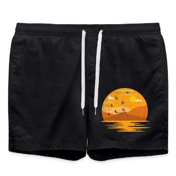 Mountains sunset - Short de bain - noir - Devant - AI Model Male 185 light (185cm)