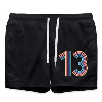 Cool Number 13 - 13 ans 13e anniversaire cadeau - Short de bain - noir - Devant - AI Model Male 185 light (185cm)