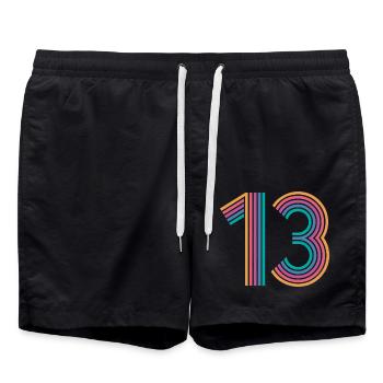 Cool Number 13 - 13 ans 13th Birthday Gift - Short de bain - noir - Devant - AI Model Male 185 light (185cm)