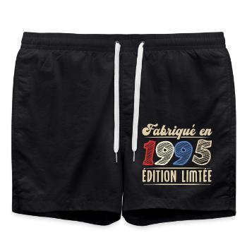 Fabriqué en 1995, Vintage cadeau d'anniversaire - Short de bain - noir - Devant - AI Model Male 185 light (185cm)