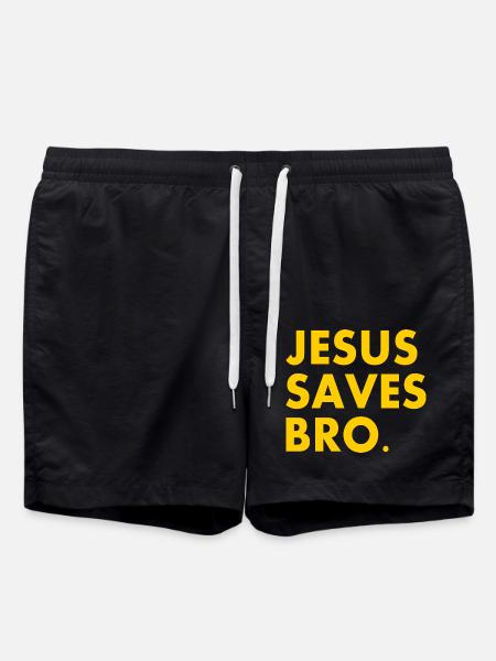 Jesus saves bro - Swim Trunks - black